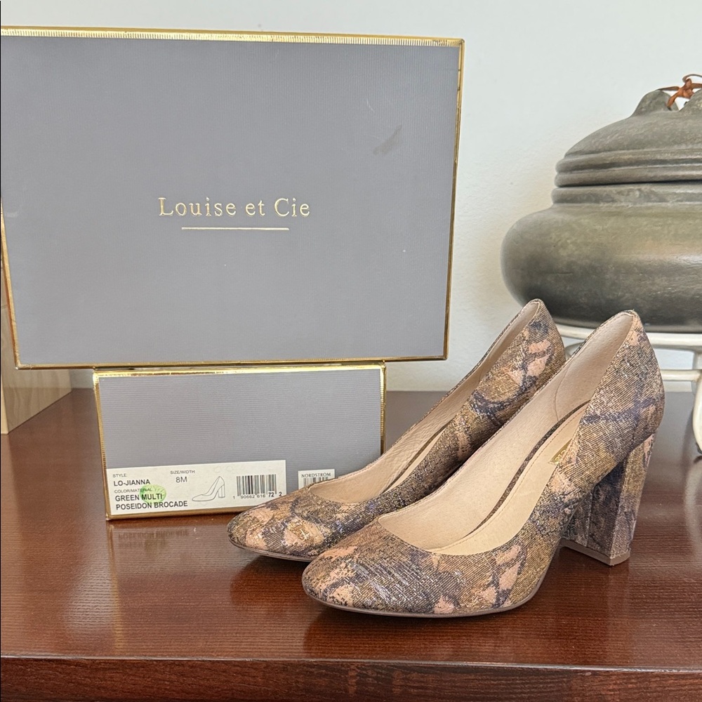 Louise et Cie Women's Brocade Heels - Tan and Brown